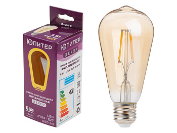 Лампа светодиодная ST64 6 Вт 220-240В E27 3000К ЮПИТЕР ДЕКОР