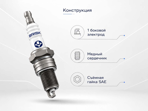 Свеча зажигания BRISK PR17YC 3130, M14×1,25, зазор 0,55 мм