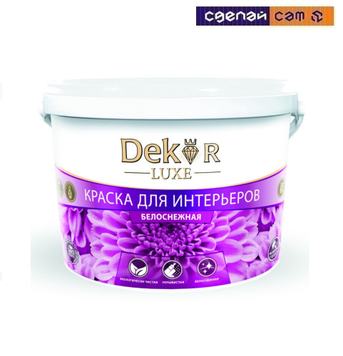 Краска ВД-АК-216 "DEKOR" для интерьеров белоснежная 3 кг
