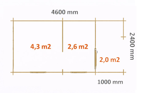 Баня Т 2,4*4,6 толщина стен 44 мм (готовая комплектация)