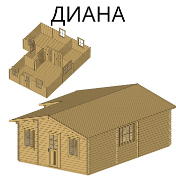Садовый домик Диана 7,6х6,3 толщина 44 мм (готовая комплектация)