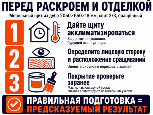 Мебельный щит из дуба 2050×650×18 мм, сорт 2/3, сращённый фото 4