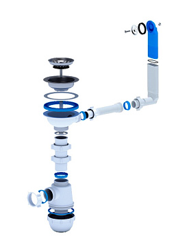 Сифон Ани Грот для мойки  3 1/2"*40 с круглым переливом