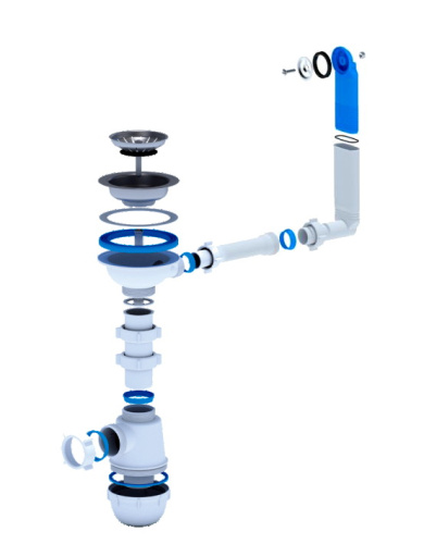 Сифон Ани Грот для мойки  3 1/2"*40 с круглым переливом