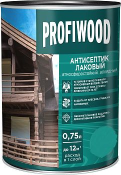 Антисептик лаковый тонирующий PROFIWOOD атмосферостойкий алкидный красное дерево 0.75 л / 0.7 кг