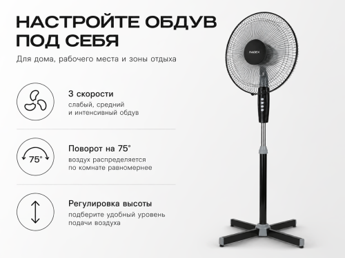 Напольный вентилятор RAGEX R1205-000, чёрный