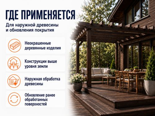 Состав PROFITEX декоративно-защитный для древесины «Черный венге», 1 л (0,7 кг) фото 4