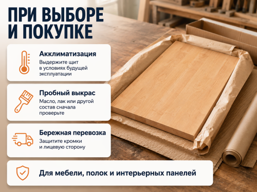 Мебельный щит из ольхи 1000×620×20 мм, сорт 1/2 фото 4