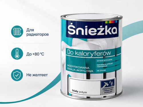 Эмаль акриловая Śnieżka Do Kaloryferów для радиаторов, белая глянцевая, 0,75 л