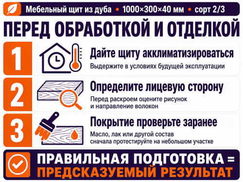 Мебельный щит из дуба, 1000×300×40 мм, сорт 2/3 фото 4