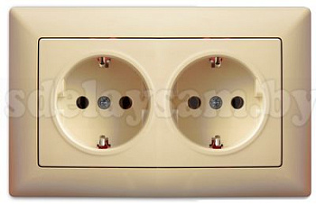 GUNSAN Розетка двойная кремовая с заземлением