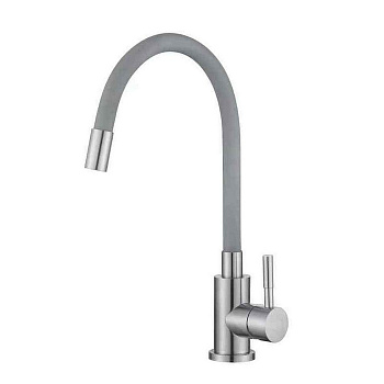 Смеситель для кухни STONE из нерж.стали с гибким серым изливом  21250010