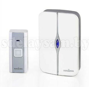 Звонок сетевой МЕЛОДИКА С501 белый беспроводной 20 мелодий, 3 уровня громкости, влагозащ. кнопка