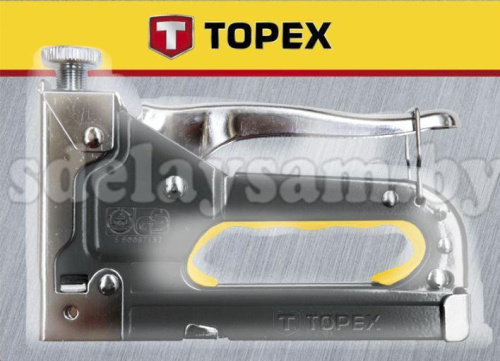Степлер тип J металлический  TOPEX с регулировкой силы вбивания