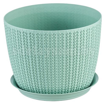 Кашпо ВЯЗАНИЕ D180мм 2,8л с поддоном Фисташковый