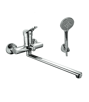 Смеситель д/ванны Falcon из латуни с пов. изл., встр. в корпус перекл., картр. D40 и душ. к-том  8731