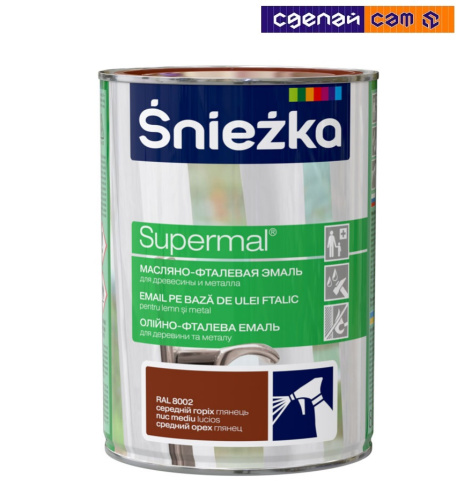 Эмаль масляно-фталевая Sniezka SUPERMAL Орех светлый 0.8л 