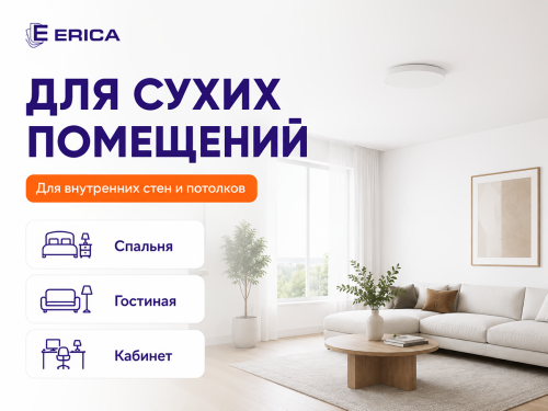 Краска акриловая ERICA для стен и потолков, белая матовая, 2,7 кг фото 3