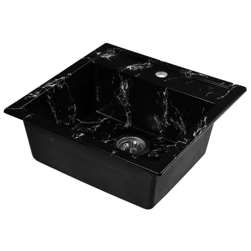 Комплект Мойка WA11-11 черно-белая Wisent+Смеситель W4998-4-22 черный Wisent+Дозатор W405-22 черный Wisent