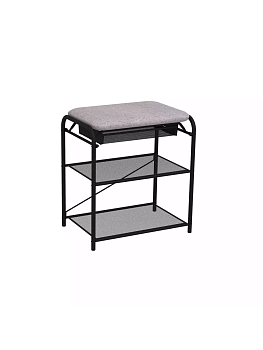 Подставка для обуви "Гранада 13_НБК" с сиденьем, ткань нубук (Черный)