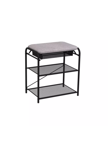 Подставка для обуви "Гранада 13_НБК" с сиденьем, ткань нубук (Черный)