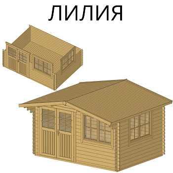 Садовый домик Лилия 5х5 толщина 44 мм (готовая комплектация)
