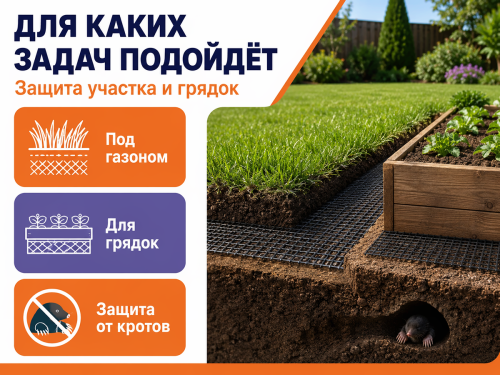 LIHTAR сетка от кротов, 1×10 м, ячейка 15×15 мм фото 3