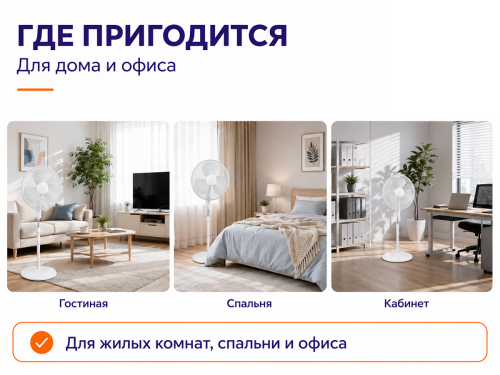 Sundays Home вентилятор напольный RD-40A, белый, 50 Вт фото 3