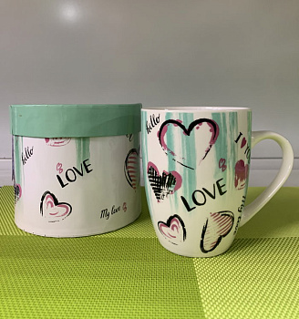 Кружка керамическая в подарочной упаковке, 360 мл, С любовью-2, PERFECTO LINEA, арт.30-825545
