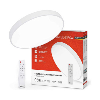 Светильник светодиодный SCANDY SIMPLE-95RCW 95Вт 230В 3000-6500K 7600Лм 500x50мм с пультом ДУ белый IN HOME