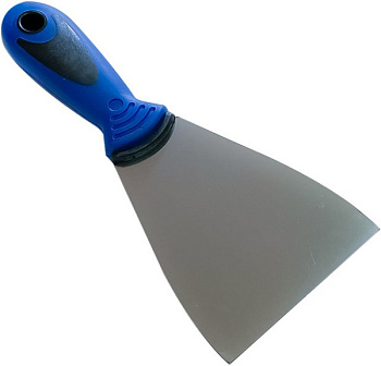 Шпательная лопатка "Bauwelt" ПРОФИ 100 мм из нержавеющей стали с духкомпонентной ручкой  01220-720010