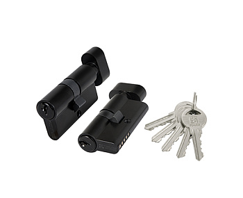 Цилиндровый механизм (100 ZM/70) 1000ZMKnob70(30+10+30) BL черный, 5 кл. с вертушкой (45439) (FUARO)