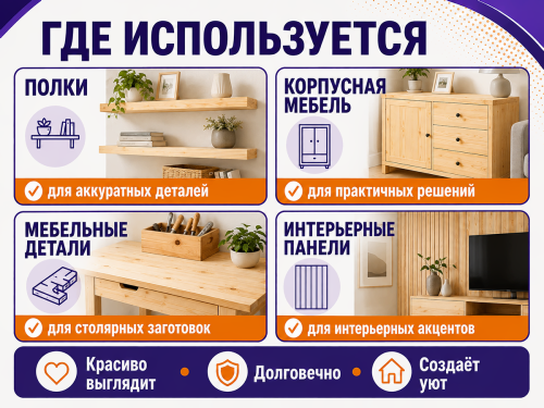Мебельный щит из сосны/ели 1600×400×18 мм, сорт 1/2
