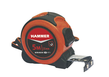 Рулетка 5мx25мм обрезиненный корпус, с фиксатором и магнитом Hammer