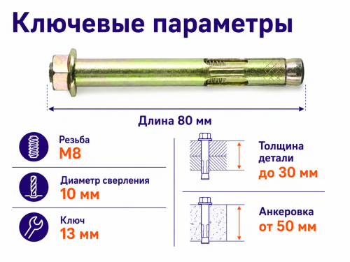 STARFIX анкер с болтом M8×10×80 мм фото 2