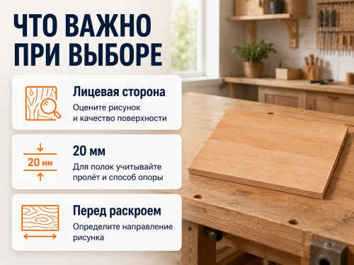 Мебельный щит из ольхи 850×560×20 мм, сорт 1/2 фото 3
