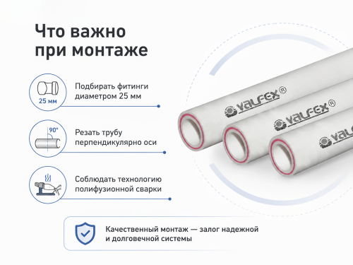 Труба VALFEX армированная стекловолокном SDR 7.4 PN20, 25×3,5 мм, 2 м, серая