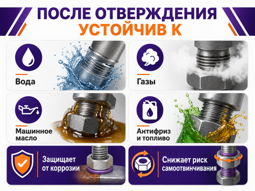 Анаэробный клей-герметик AQUALINK «Высокопрочный», 10 г фото 3