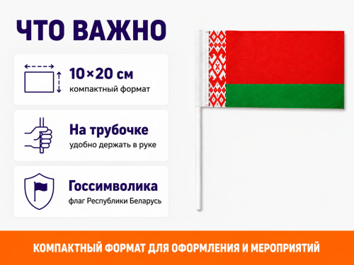 Флажок Республики Беларусь на трубочке, 10 × 20 см фото 2