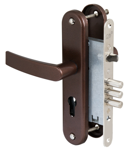 Корпус врезного замка с защёлкой в комплекте с ручкой ЗВ4-31/55 (медный антик) /78930/ (26313) (САМ)