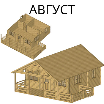 Садовый домик Август 6х6 толщина 44 мм (готовая комплектация)