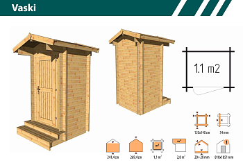 Туалет Vaski 1.2х1.4 толщина 34 (готовая комплектация)