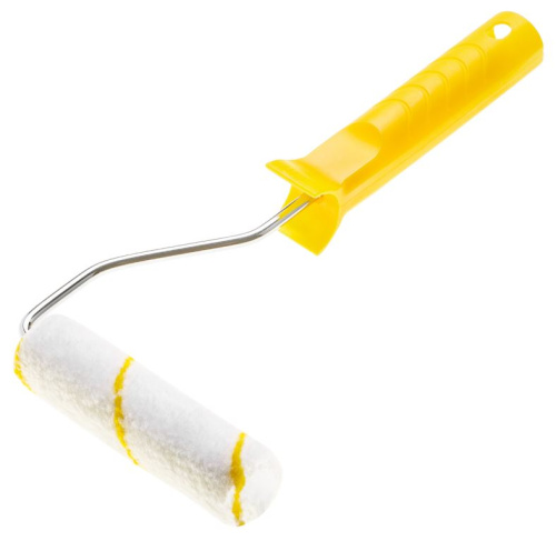 Валик нитяной 10см D15 (бел.с желт.пол.) Baulux, ворс 7мм, ручка d6 Bauwelt