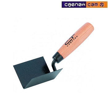 Кельма угловая 80 х 60 х 60 мм, стальная, для внутренних углов, буковая ручка СИБРТЕХ 86307