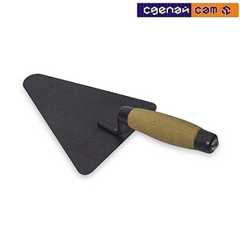 Кельма бетонщика (Каменщика) КБ 200х150 мм треугольник деревянная ручка с отбойником КБ1 О