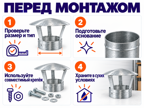 Колпак оцинкованный Ø200 мм фото 4