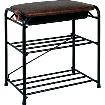 Подставка для обуви "Альфа 23" с сиденьем (Черный)  ПДОА23С