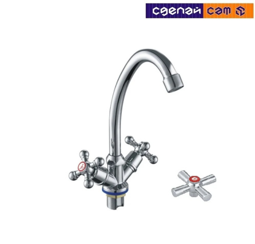 Смеситель для умывальника/мойки с мет. маховиками TD2182