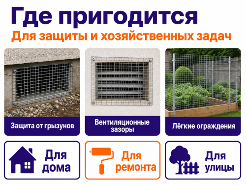 LIHTAR сетка сварная оцинкованная LITAR MINI, 1×5 м, d 0,8 мм, ячейка 19 мм фото 3