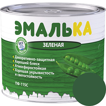 Эмаль ПФ-115 С ЭМАЛЬКА зеленая 2,0л (1,9 кг)